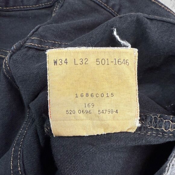 Vintage 1996 Levi's 501 Black Blue Denim Red Tab Jeans MADE IN USA Fit 32 x 32 - Picture 5 of 8